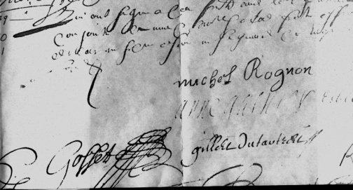 Signatures des t�moins au contrat de mariage