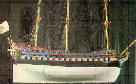 Maquette du Br�z� suspendue dans la nef de l��glise de Notre-Dame-des-Victoires, � Qu�bec.